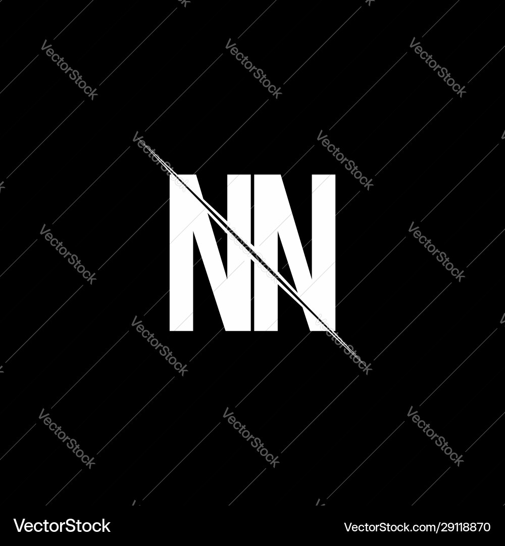Nn logo monogram with slash style design template vector image