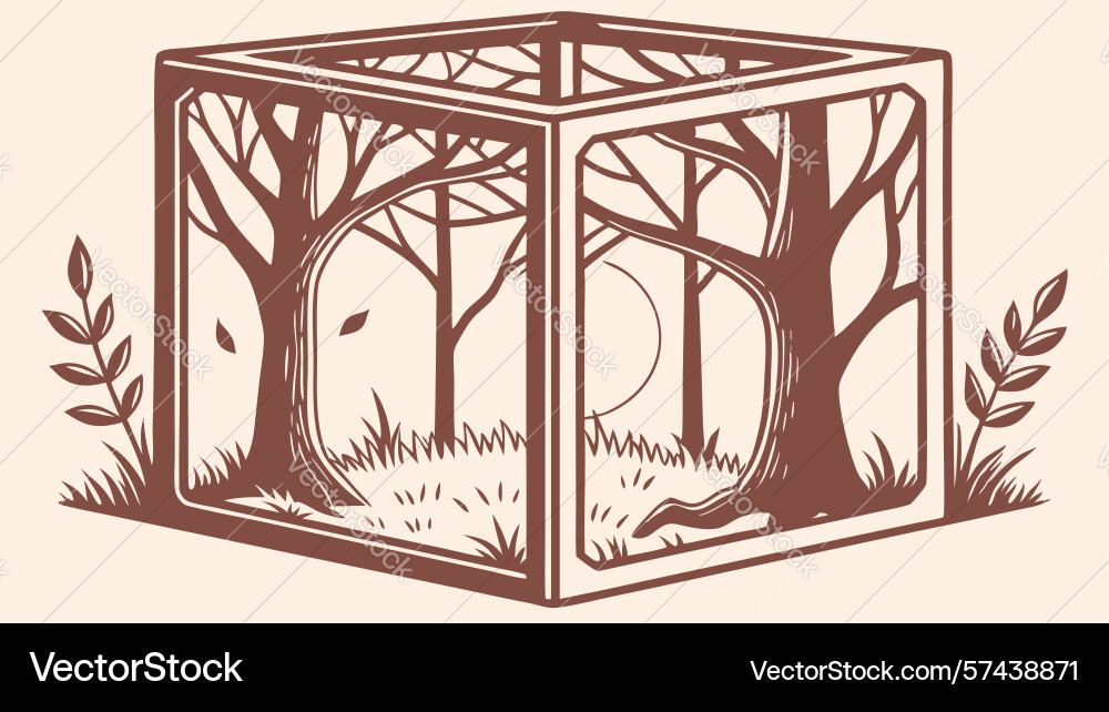 Empty crate formed by barren trees design Vector Image
