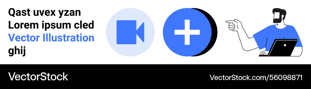 Man with laptop explaining video conferencing Vector Image