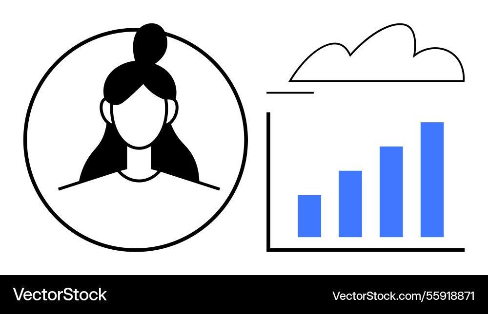 User profile with analytics graph and cloud User profile with analytics graph and cloud vector image