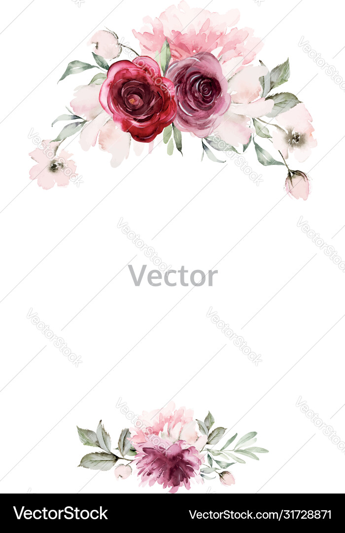 Watercolor greeting card flowers Watercolor greeting card flowers Vector Image