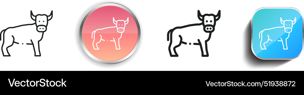 Bull icon thin linear regular and button style vector image