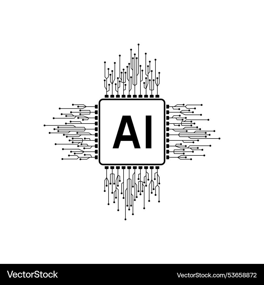 Circuit electronic chip processor artificial Vector Image