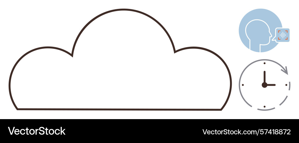 Cloud outline with speech and clock symbol Vector Image