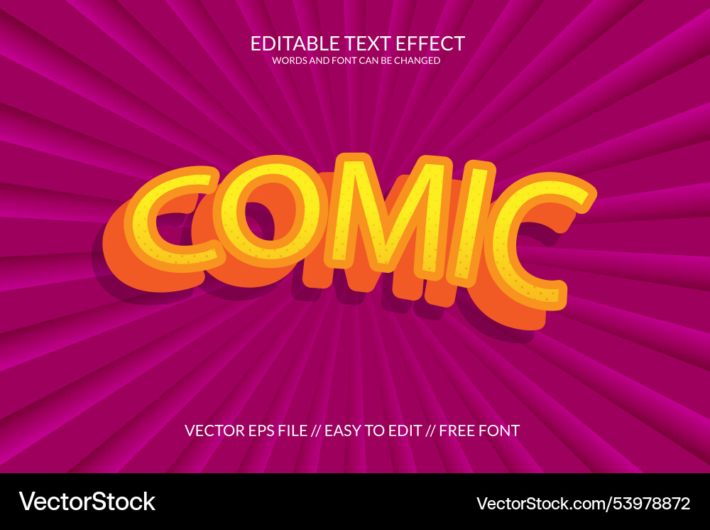 Comic fully customize text effect Royalty Free Vector Image
