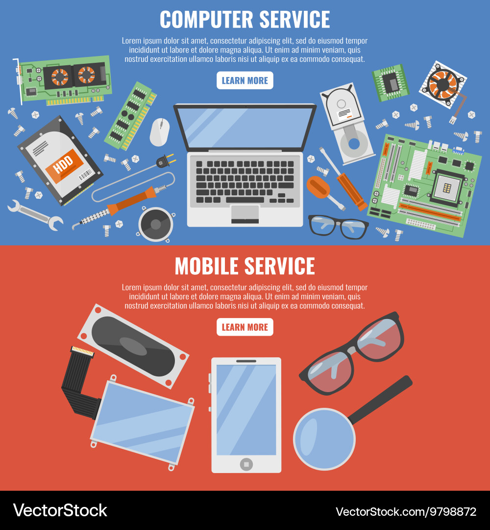 Computer & Mobile Service Banners vector image
