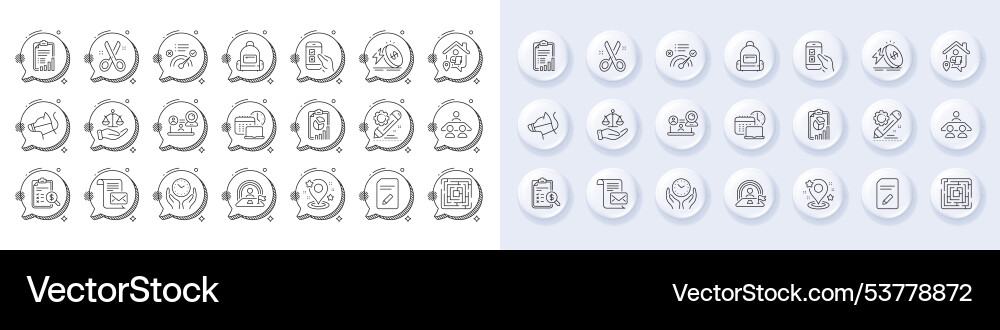 Correct answer project edit and maze line icons Correct answer project edit and maze line icons vector image
