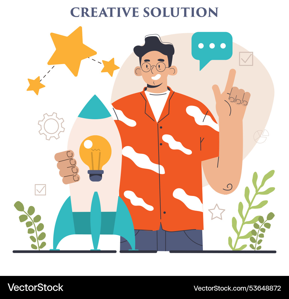 Finding a solution generation of creative idea Finding a solution generation of creative idea vector image