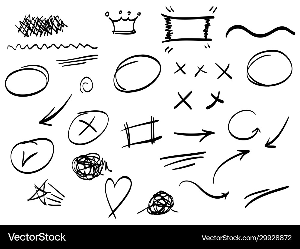Hand drawn set abstract doodle elements Royalty Free Vector
