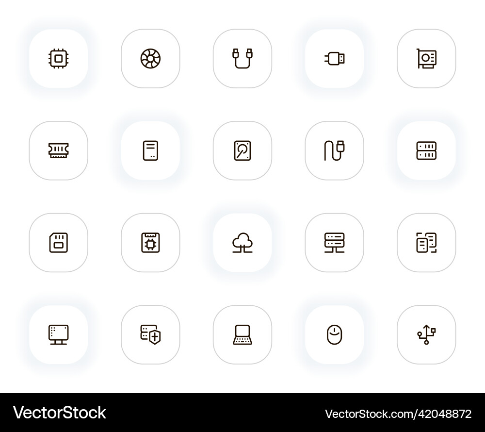Hardware Component Line Icons vector image
