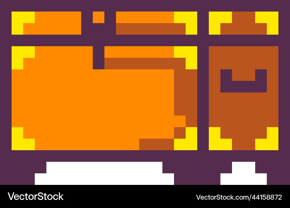 Pixelated treasure chest 8 bit game design vector image