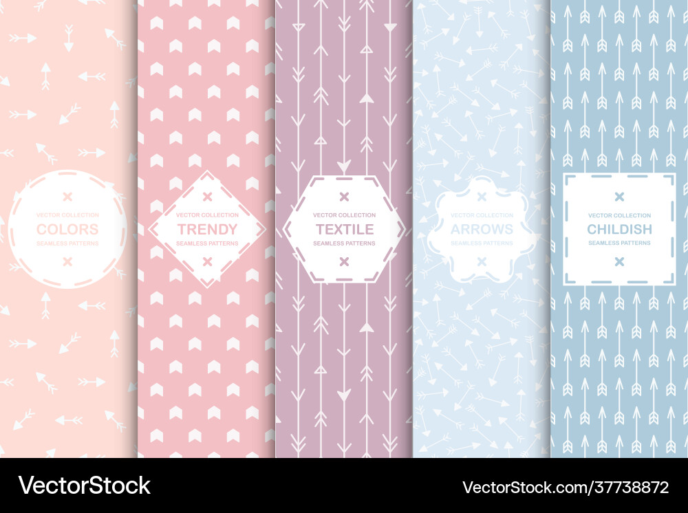 Set seamless creative arrow patterns - delicate Set seamless creative arrow patterns - delicate vector image