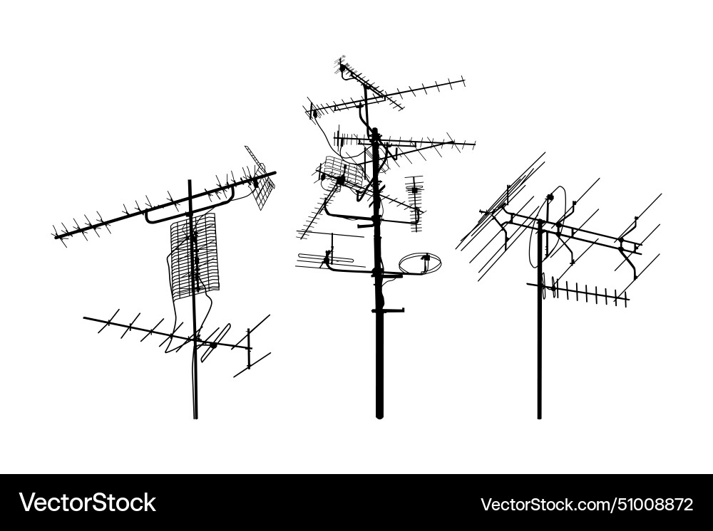 Television antenna icons set on white background Television antenna icons set on white background vector image