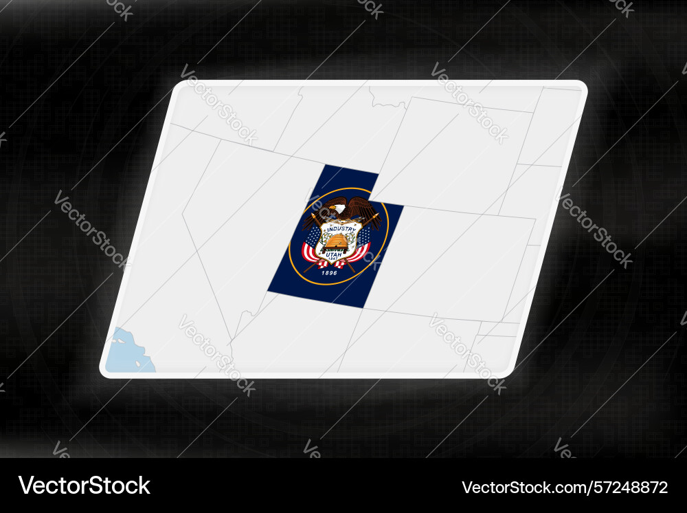 Utah highlighted in flag colors on geographic map Vector Image