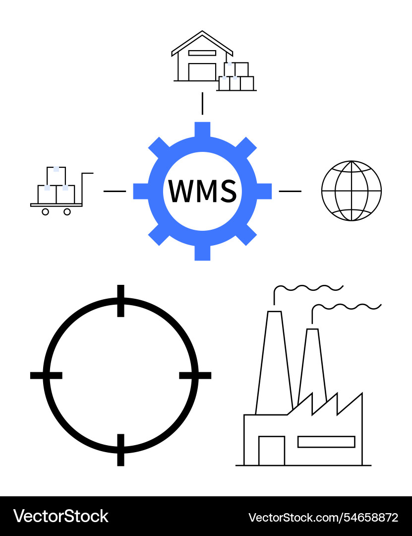 Warehouse management system with logistic elements Warehouse management system with logistic elements vector image