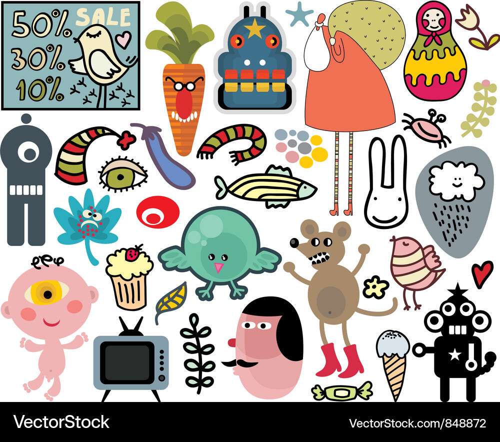 Whimsical Character Collection Vector Image