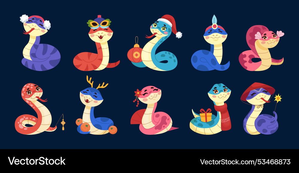 2025 new year snake cartoon character cute 2025 new year snake cartoon character cute vector image