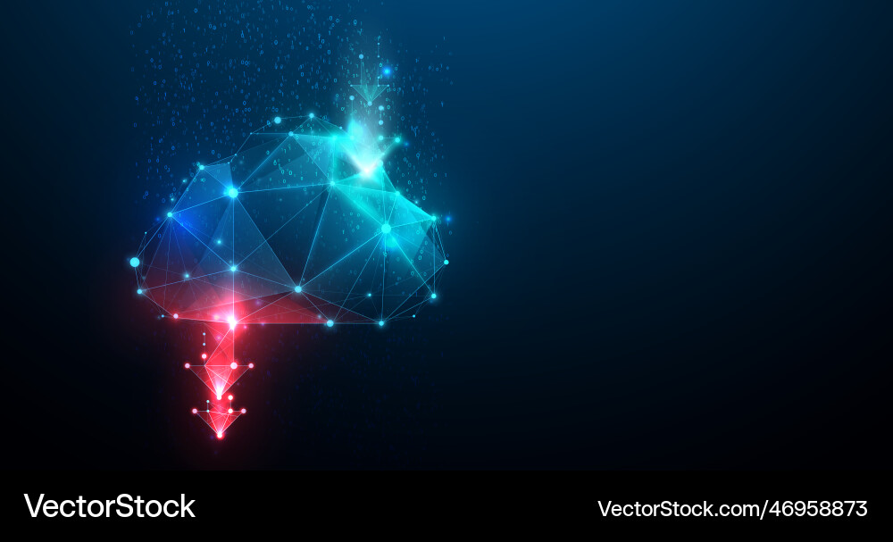 Abstract cloud computing with low polygons vector image