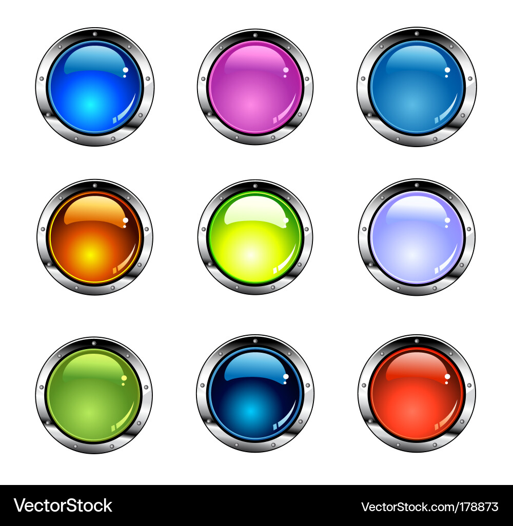 Colorful Chrome Buttons vector image