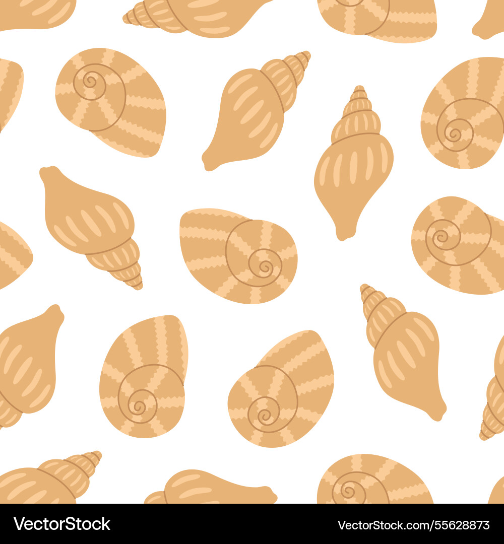 Seamless pattern with beige seashells Seamless pattern with beige seashells vector image