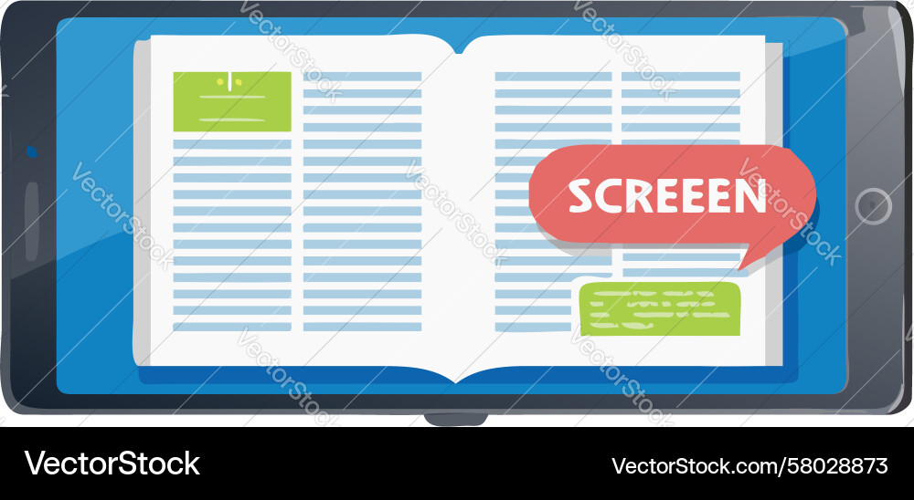 Tablet Displaying Screen Text Vector Image