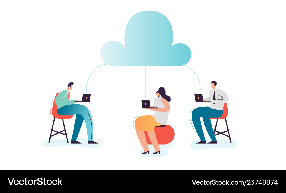 Cloud Computing Cartoon Characters vector image