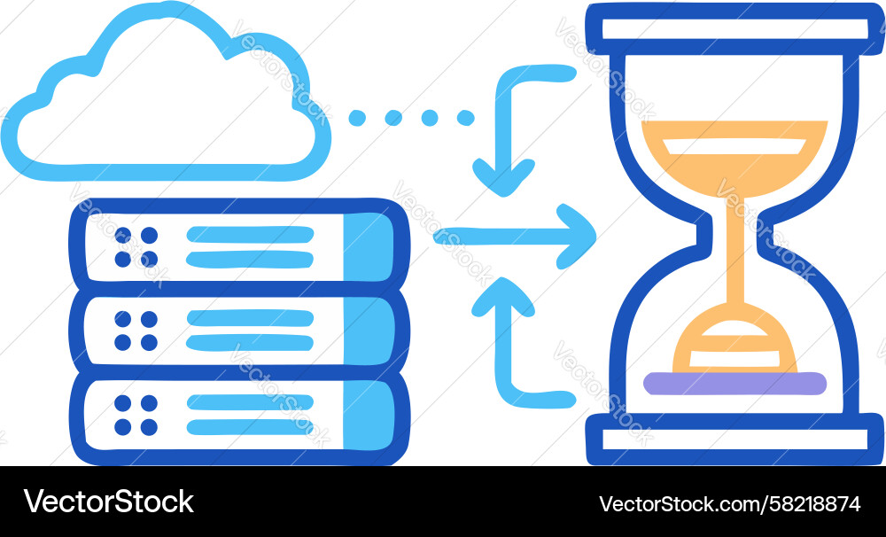 Cloud Data Processing Time Vector Image