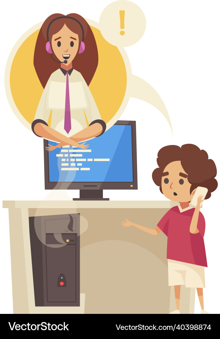 Computer tech support composition Computer tech support composition vector image