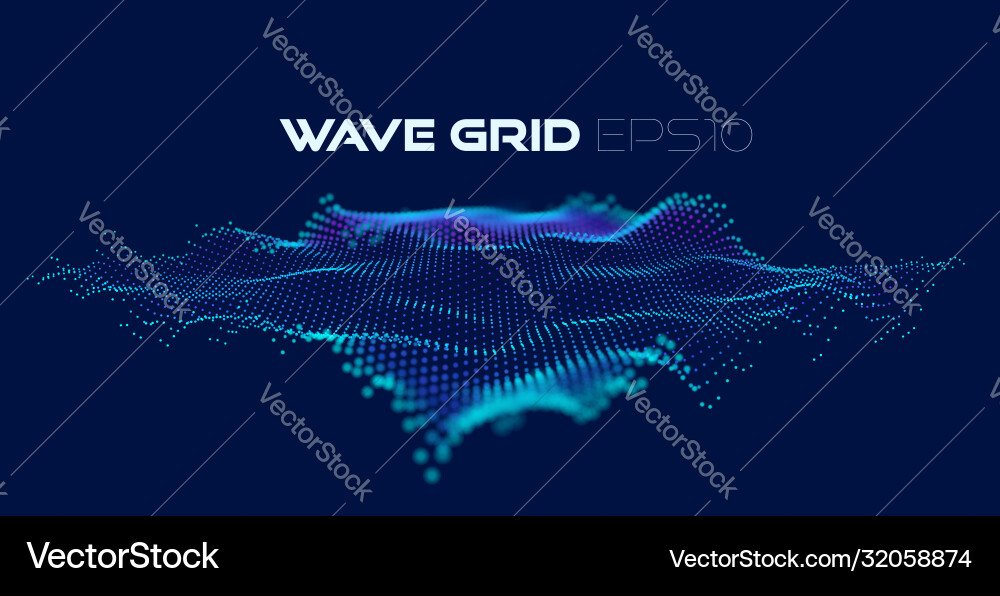 Digital Wave Particle Grid vector image