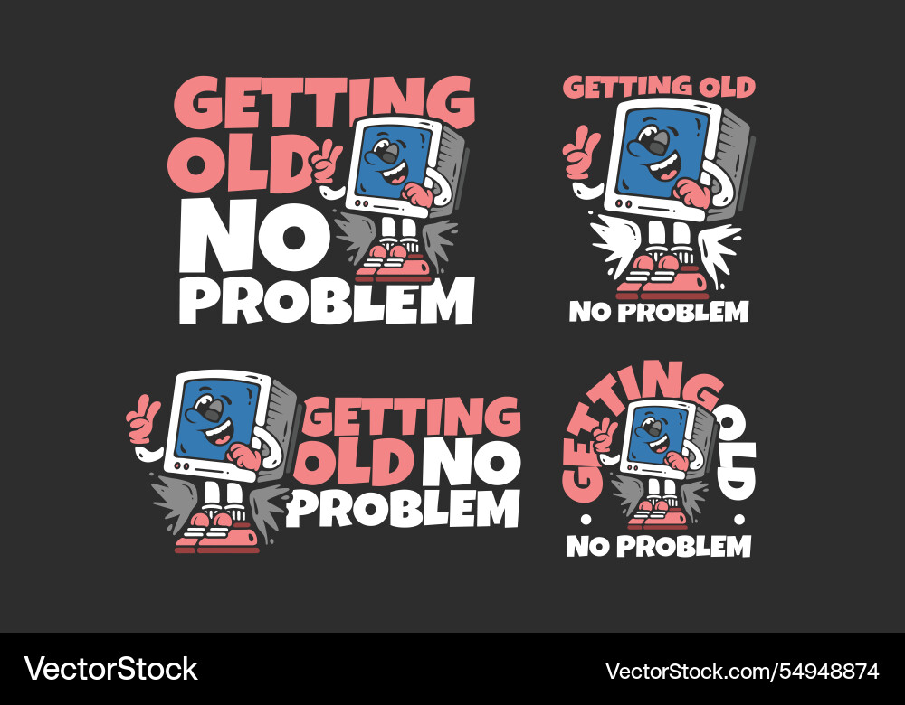 Getting old no problem box monitor character Getting old no problem box monitor character vector image