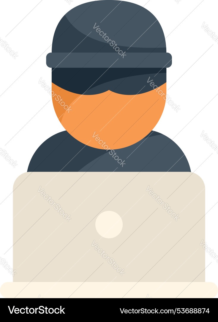 Hacker using laptop committing cyber crime Hacker using laptop committing cyber crime vector image