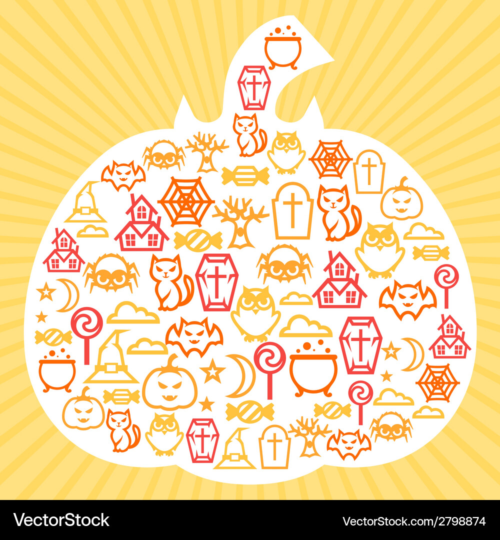Halloween Flat Icon Greeting Card Vector Image