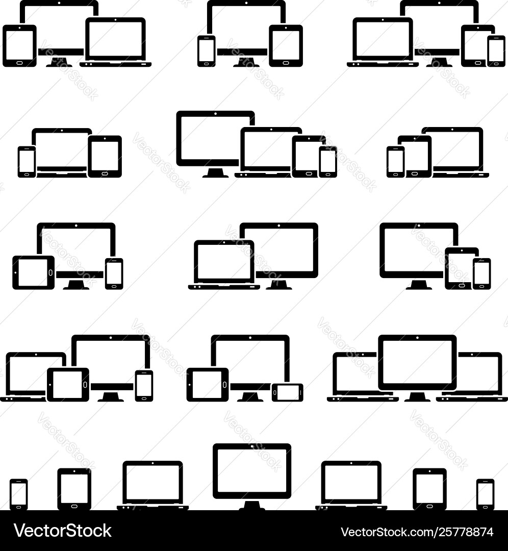 Responsive Screen Icons - Web & Mobile vector image