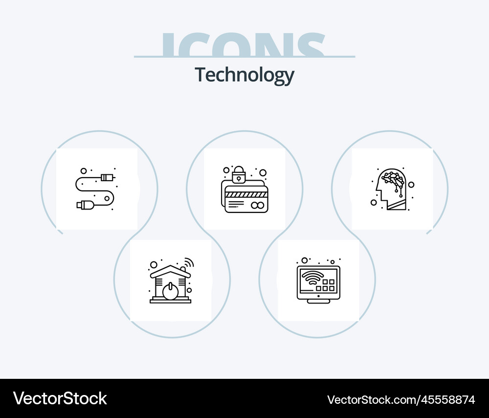 Technology line icon pack 5 design cable – Royalty-Free Vector ...