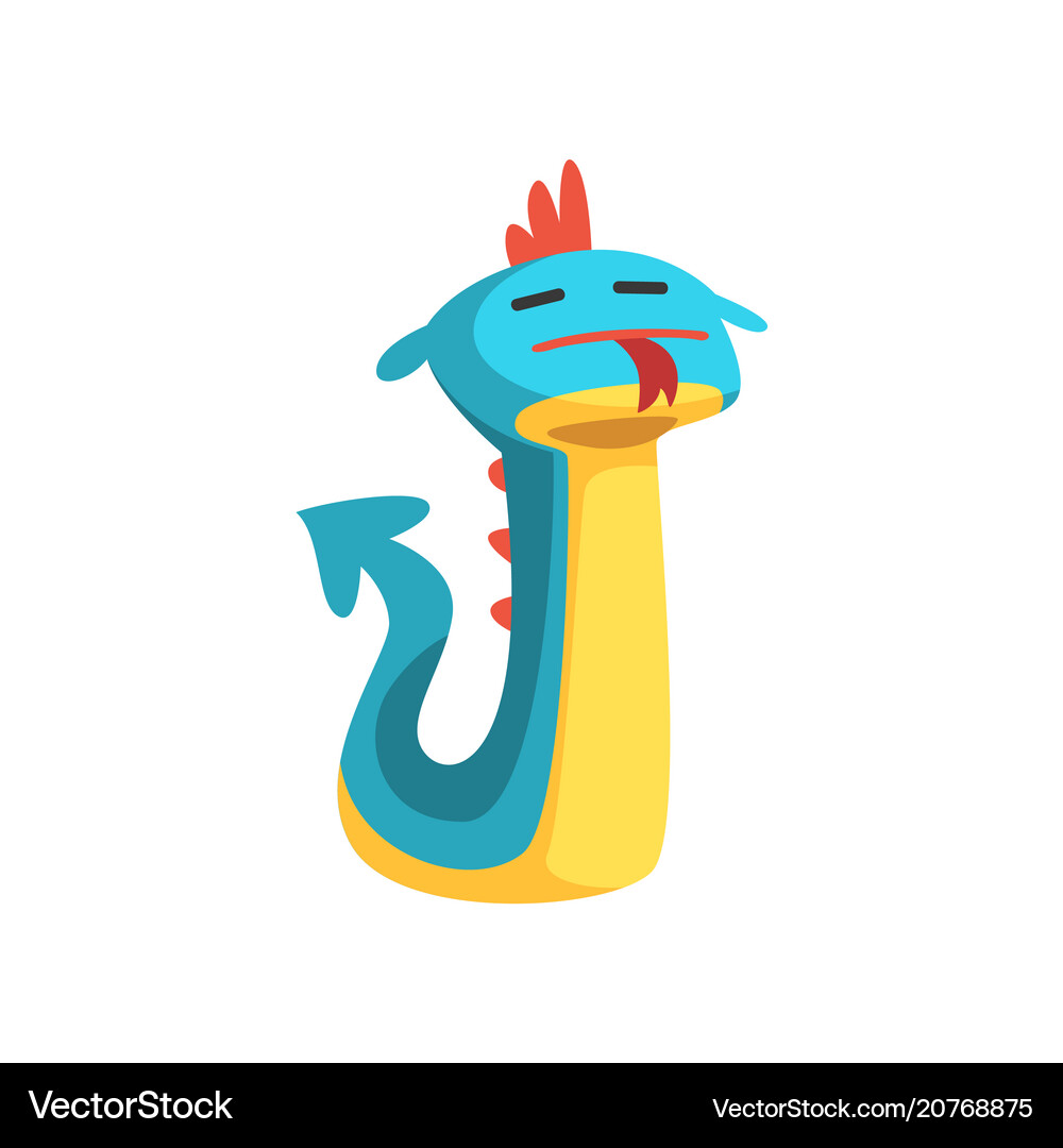 Cute cartoon dragon character with funny face – Royalty-Free Vector |  VectorStock