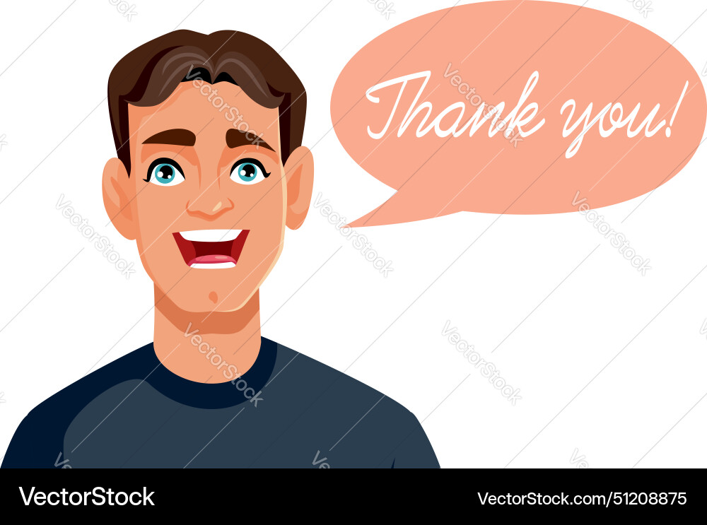 Happy grateful man saying thank you cartoon vector image