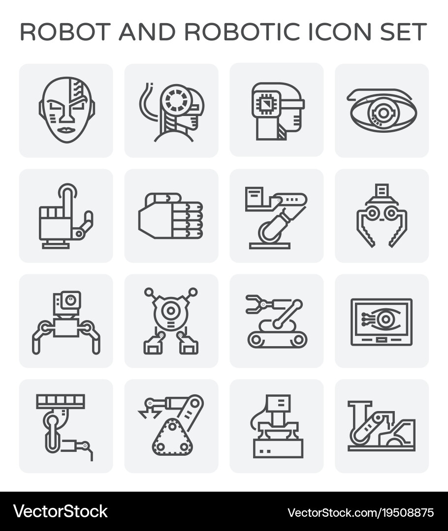Robot Icon Set - Robotics vector image