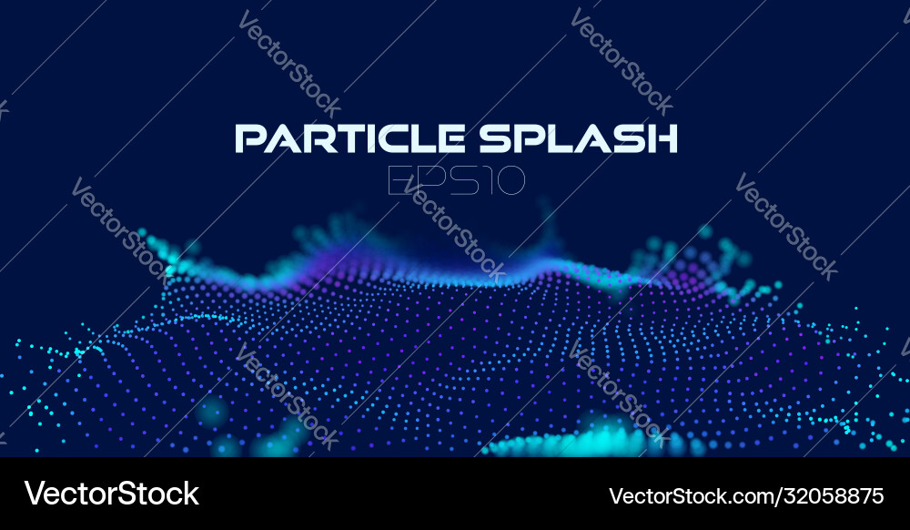 Wave particles grid in abstract style on dark Wave particles grid in abstract style on dark vector image