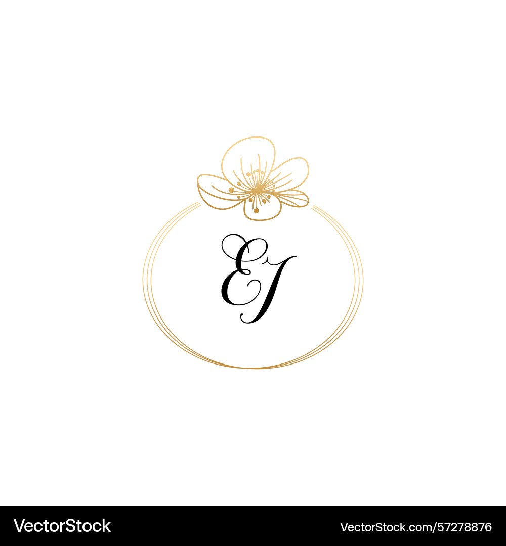 Botanical monogram logos with initial ei Vector Image