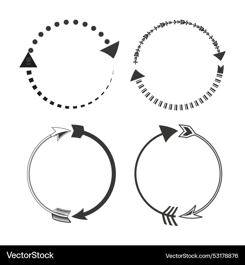 Decorative arrow circle set diverse style frames Vector Image