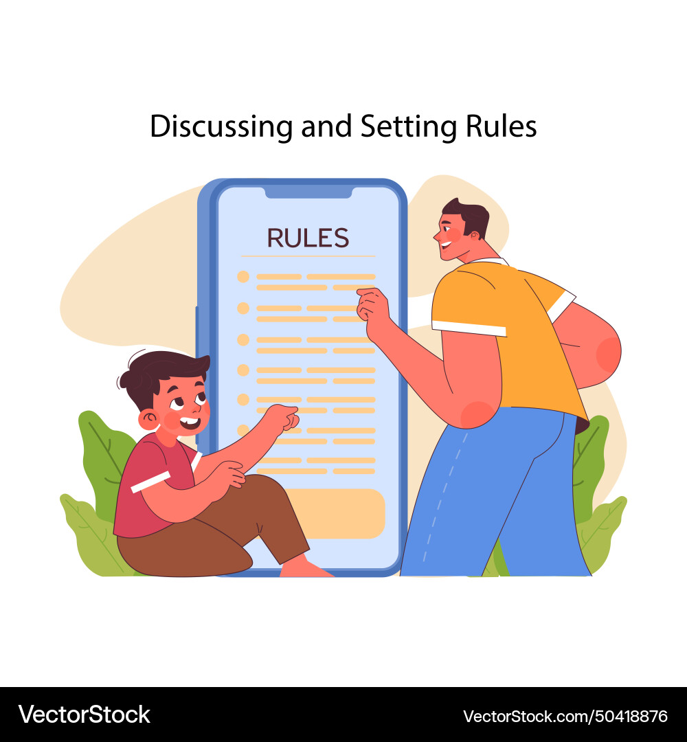 Discussing and setting rules concept flat Discussing and setting rules concept flat Vector Image