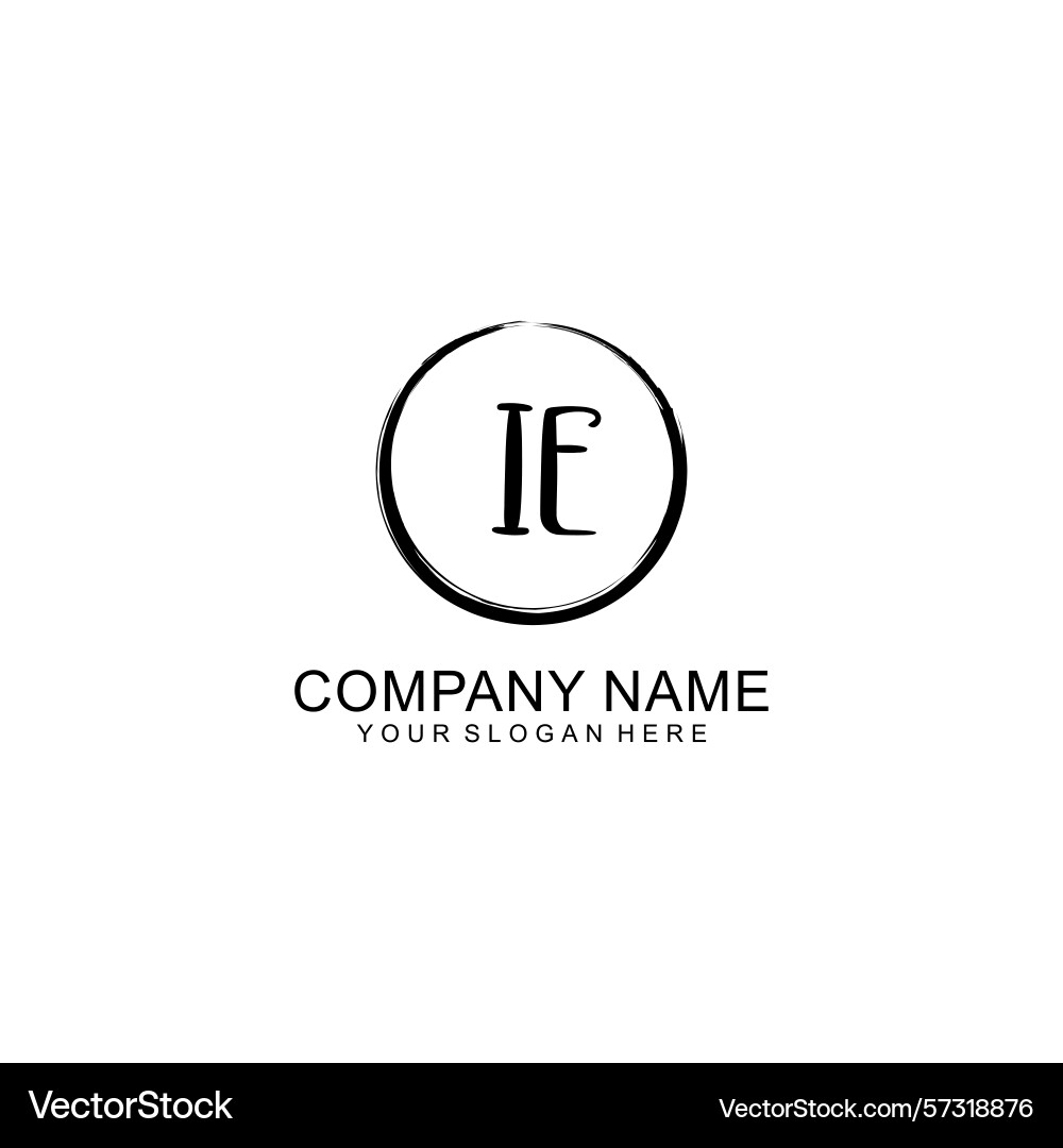 Handwritten ie initial logo with circle Vector Image