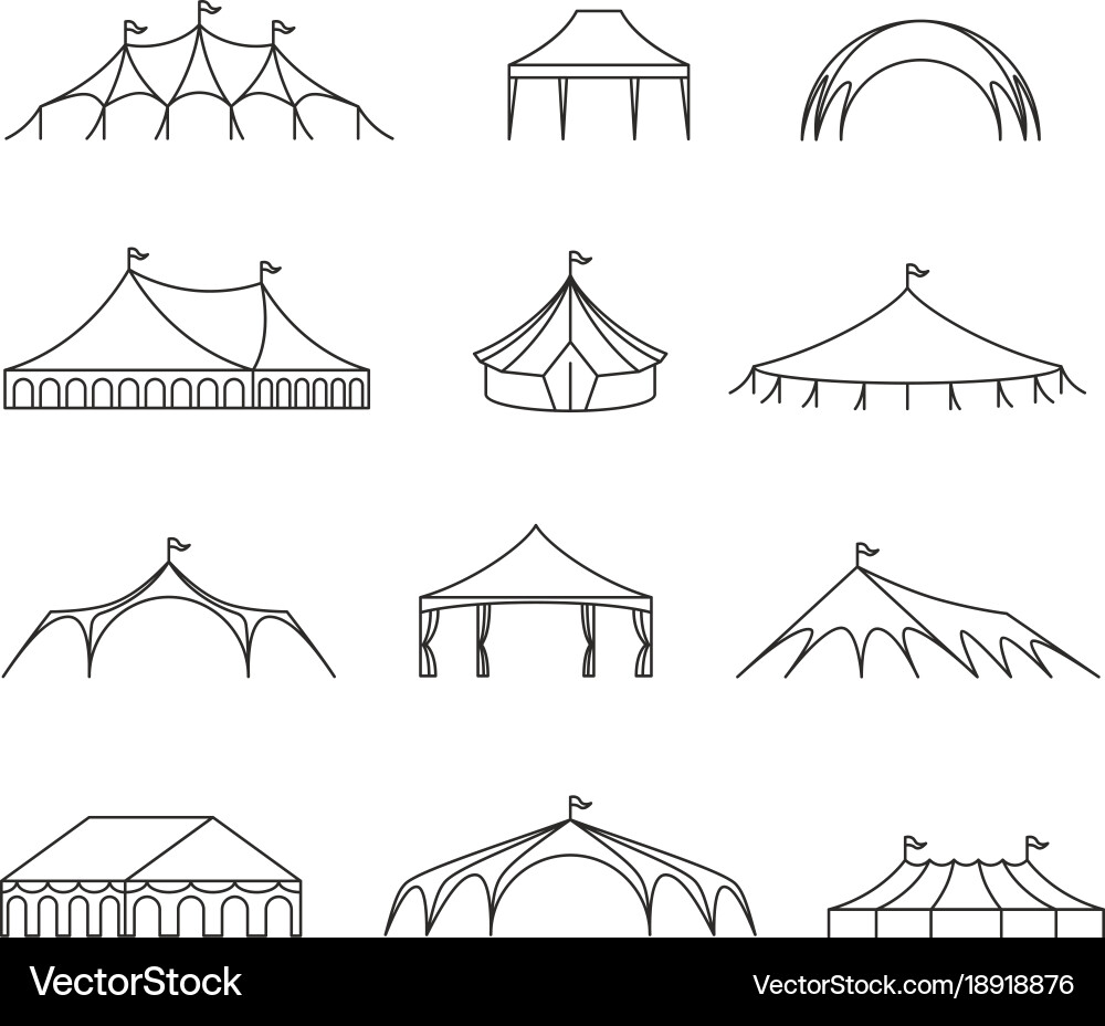 Im Freien Marquee & Zelt Icons vektorbild