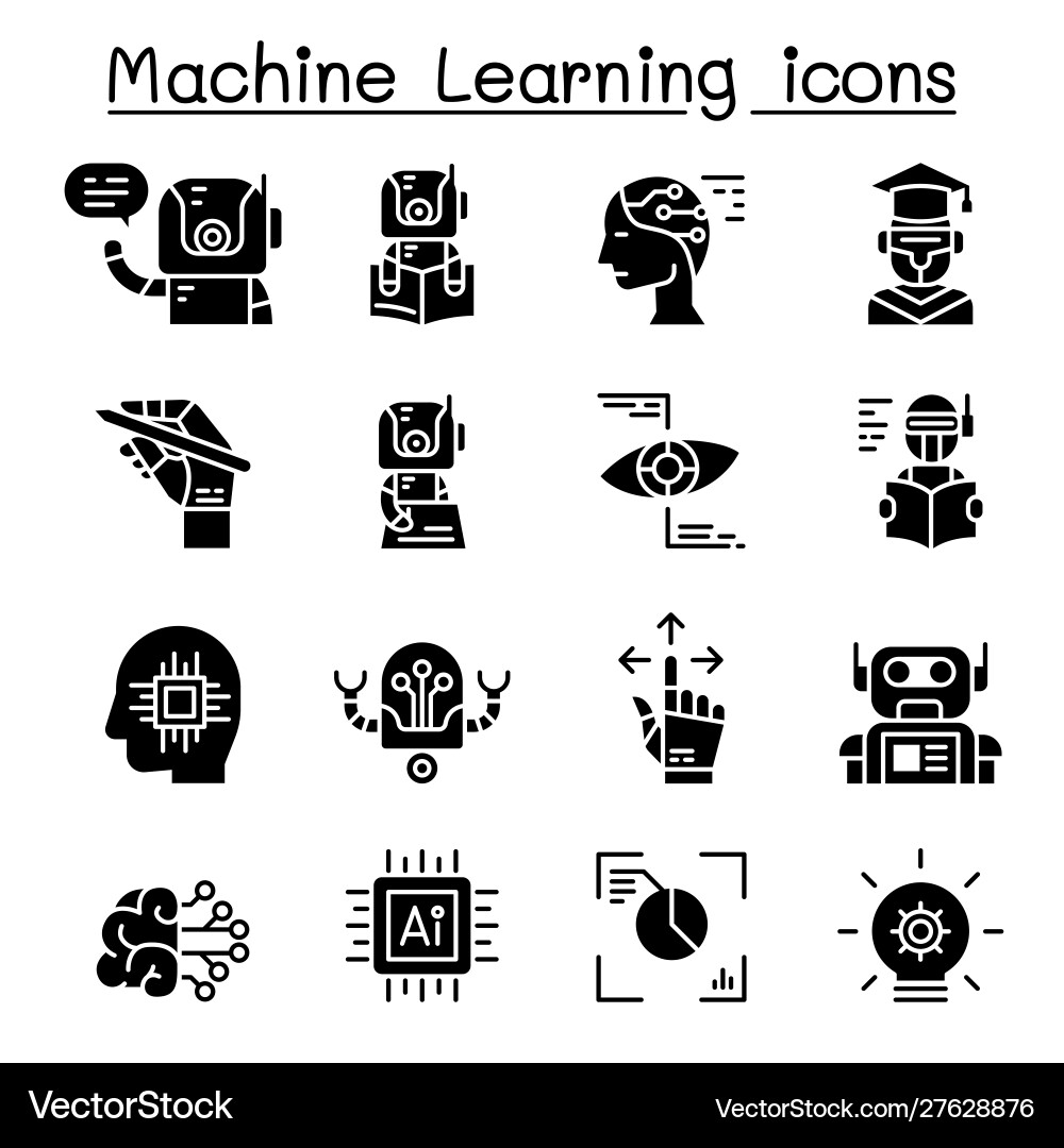 Machine learning icon set graphic design Vector Image