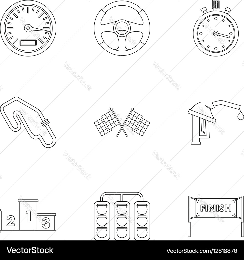 Machine race icons set outline style Vector Image