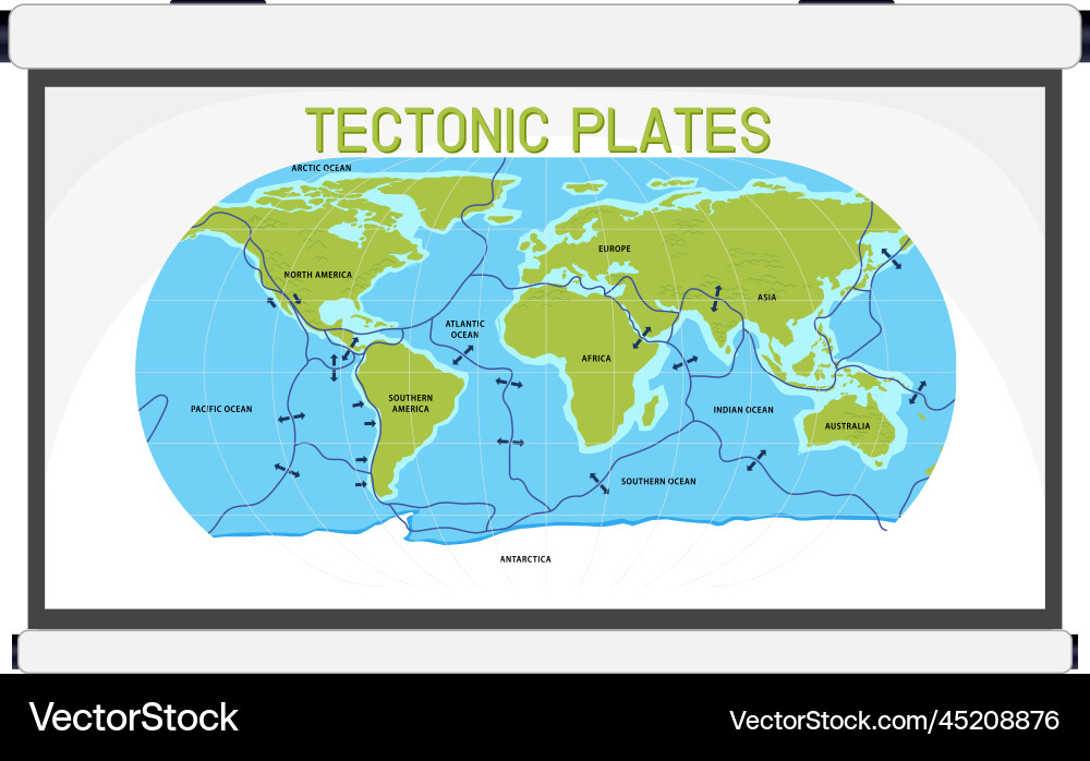 Tectonic plates and landforms Royalty Free Vector Image