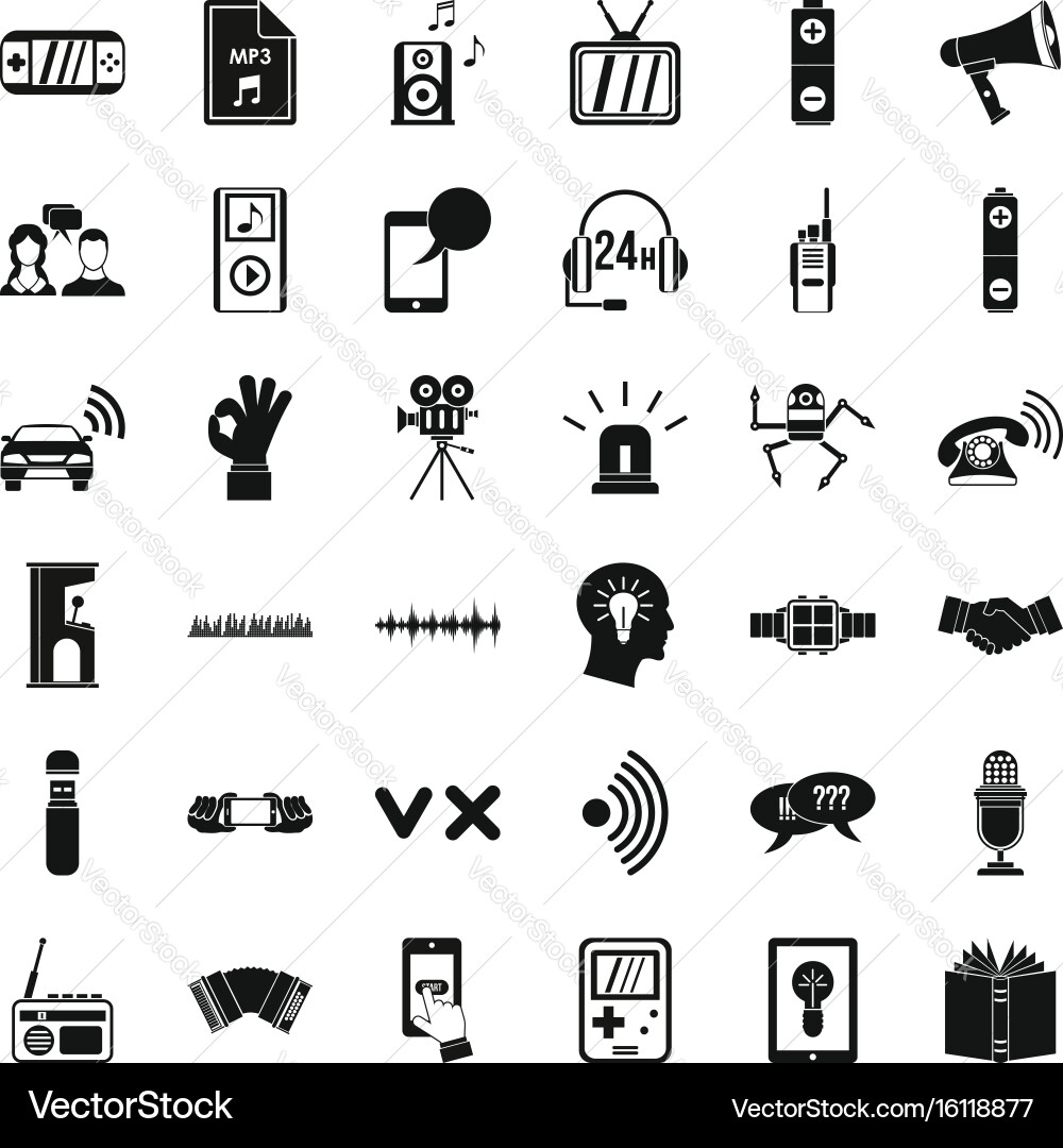 Audioplayer icons set simple style vector image