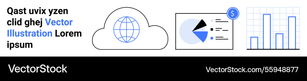 Global cloud computing with data analytics Global cloud computing with data analytics Vector Image