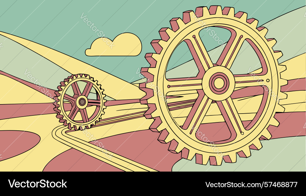 Horizon gears path to a dynamic future design vector image