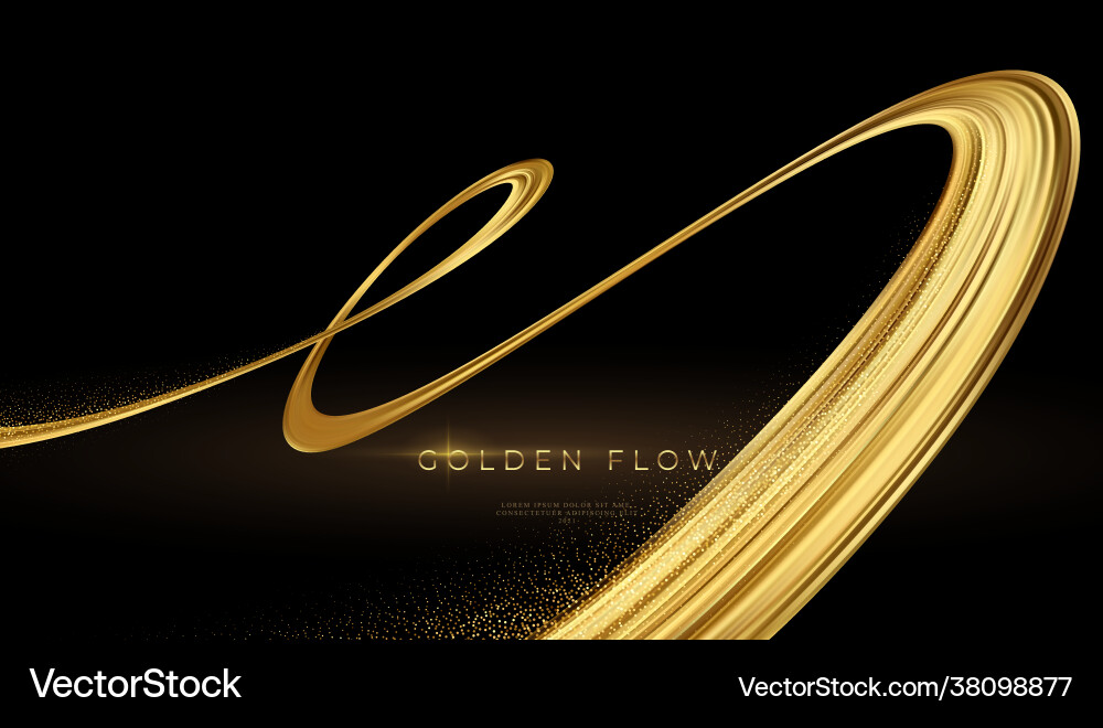 Modern 3d banner with gold flow on black Modern 3d banner with gold flow on black vector image